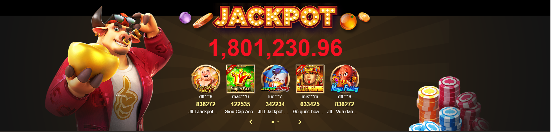 sảnh jackpot tại King88